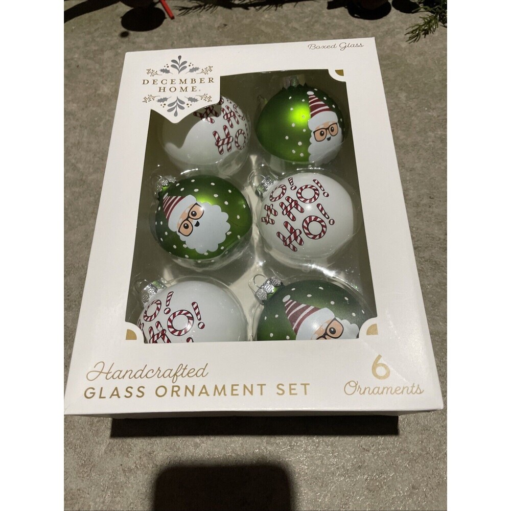 December Home Handcrafted Glass Ornament Set Of 6
